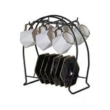 Silkyreal Siyah Metal 6 Kancalı Şık Fincan Askılığı Bardak Standı Kahve Fincanı Standı Fincanlık