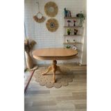 Silla Baba Ayaklı Masa Ahşap Oval Naturel Renkli Açılır Masa (Boy 80 cm /en 120 cm ) - Naturel Ahşap