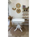 Silla Baba Ayaklı Masa Ahşap Yuvarlak Beyaz Renkli Açılır Masa (Çap 100 cm ) - 100 cm
