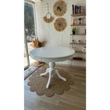 Silla Baba Ayaklı Masa Ahşap Yuvarlak Beyaz Renkli Açılır Masa (Çap 110 cm ) - 110 cm