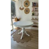 silla Baba Ayaklı Masa Ahşap Yuvarlak Beyaz Renkli Açılır Masa (ÇAP 110 CM)