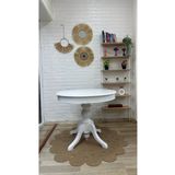 silla Baba Ayaklı Masa Ahşap Yuvarlak Beyaz Renkli Açılır Masa (ÇAP 90 CM)