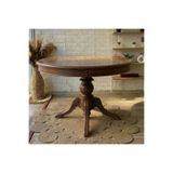 Silla Baba Ayaklı Masa Ahşap Yuvarlak Koyu Ceviz Renkli Açılır Masa (Çap 100 Cm)