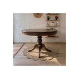 Silla Baba Ayaklı Masa Ahşap Yuvarlak Koyu Ceviz Renkli Açılır Masa (Çap 120 Cm)