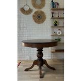 silla Baba Ayaklı Masa Ahşap Yuvarlak Koyu Ceviz Renkli Açılır Masa (ÇAP 90 CM)