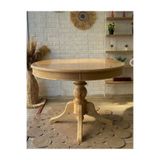 silla Baba Ayaklı Masa Ahşap Yuvarlak Naturel Renkli Açılır Masa (ÇAP 100 CM)