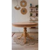 silla Baba Ayaklı Masa Ahşap Yuvarlak Naturel Renkli Açılır Masa (ÇAP 120 CM)