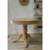 Silla Baba Ayaklı Masa Ahşap Yuvarlak Naturel Renkli Açılır Masa (Çap 90 Cm)