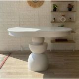 Silla Boğum Ayaklı Masa Ahşap Oval Beyaz Renkli Açılır Masa (Boy 90 Cm/en 130 Cm)