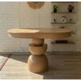 Silla Boğum Ayaklı Masa Ahşap Oval Naturel Renkli Açılır Masa (Boy 90 Cm/en 130 Cm)