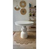 Silla Boğum Ayaklı Masa Ahşap Yuvarlak Beyaz Renkli Açılır Masa (Çap 100 Cm)