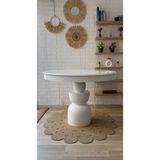 Silla Boğum Ayaklı Masa Ahşap Yuvarlak Beyaz Renkli Açılır Masa (Çap 110 Cm)