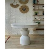 Silla Boğum Ayaklı Masa Ahşap Yuvarlak Beyaz Renkli Açılır Masa (Çap 90 Cm)