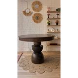 silla Boğum Ayaklı Masa Ahşap Yuvarlak Koyu Ceviz Renkli Açılır Masa (ÇAP 110 CM)