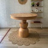 Silla Boğum Ayaklı Masa Ahşap Yuvarlak Naturel Renkli Açılır Masa (Çap 100 Cm)