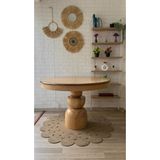 silla Boğum Ayaklı Masa Ahşap Yuvarlak Naturel Renkli Açılır Masa (ÇAP 110 CM)