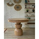 Silla Boğum Ayaklı Masa Ahşap Yuvarlak Naturel Renkli Açılır Masa (Çap 90 Cm)