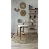 Silla Polo Bar Sandalyesi Teddy Krem Kumaş Naturel Ahşap Ada Sandalye