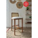 Silla Ross Bar Sandalyesi Teddy Krem Kumaş Hasırlı Bar Sandalyesi Naturel Ahşap Ada Sandalye