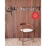 Silla Yılan Bar Sandalyesi Teddy Krem Kumaş Hasırlı Ceviz Ahşap Ada Sandalye
