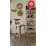 Silla Yıldız Bar Sandalyesi Teddy Krem Kumaş Naturel Ahşap Ada Sandalye