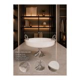 Sillage Home 24 Cm Porselen Ayaklı Kase – Metal Kaplama Kulplu Dekoratif Sunum Tabağı&Kasesi