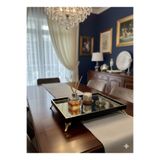 Sillage Home Aynalı Metal Ayaklı Ahşap Görünümlü Büyük Boy Sunum Tepsisi 30x40 cm