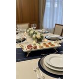 Sillage Home Lüks Gold Ayaklı Porselen Servis Tabağı 15x35 cm
