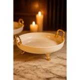 Sillage Home Lüks Metal Kulplu Porselen Sunum Kasesi – 24 cm Salata Kasesi