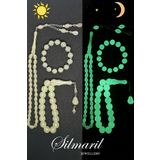 Silmaril Store Gecenin Parlayan Üçlüsü – Fosforlu Kedi Gözü Tespih & Bileklik Üçlü Set