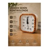 silmarin Vintage Ahşap Tasarımlı Masa Saati | Modern Dekoratif Quartz Çalar Saat