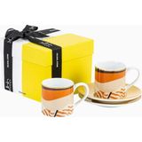Silsal Sarb 2’li Espresso Fincan ve Tabağı, Altın Detaylı - Renkli
