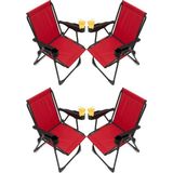 Silva 4 Adet Kamp Sandalyesi Bardaklıklı Lüks Piknik Sandalye Kırmızı - 6456 Ecorce Tube Marron - Polyester