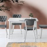Silva Açılır Masa Kristal +4 Adet Simge Metal Sandalye Takım