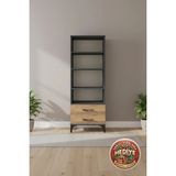 Silva Dolap Kitaplık 4 Raflı 2 Çekmeceli Antrasit-Çam 60X30X163: Modern ve Fonksiyonel Çözüm