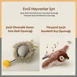 Silva Nature 2'li Akıllı Kedi Oyuncağı Seti: Şarjlı Titreşimli Hareketli Kuş ve Otomatik Gezen Fare Oyuncak - Çok Renkli