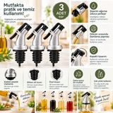 Silva Nature 3 Adet Sızdırmaz Kapaklı Şişe Tıpası Yağdanlık Ucu, Tıpa, Kapaklı Şişe Tıpası - Gri