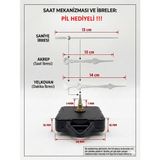 Silva Nature Akar Saat Mekanizması Sessiz Duvar Saat Mekanizması 14 mm Şaft -Damla Model Akrep-Yelkovan-Saniye-Askılı - Gümüş