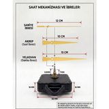 Silva Nature Akar Saat Mekanizması Sessiz Duvar Saat Mekanizması 14 mm Şaft -Modern Akrep-Yelkovan-Saniye-Askılı - Altın