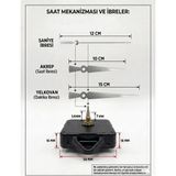 Silva Nature Akar Saat Mekanizması Sessiz Duvar Saat Mekanizması 14 mm Şaft -Modern Akrep-Yelkovan-Saniye-Askılı - Gümüş