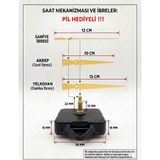 Silva Nature Akar Saat Mekanizması Sessiz Duvar Saat Mekanizması 22 mm Şaft -Modern Akrep-Yelkovan-Saniye-Askılı - Altın