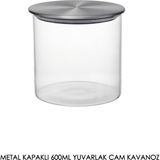Silva Nature Metal Kapaklı 600 ml Yuvarlak Cam Kavanoz – Şeffaf Saklama Kabı - Çok Renkli