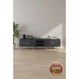 Silva Tv Ünitesi 220CM - 3 Raflı 4 Kapaklı Antrasit Modern Tasarım