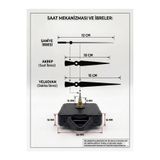 Silvanature Akar Saat Mekanizması Sessiz Duvar Saat Mekanizması 16 Mm Şaft -Modern akrep-yelkovan-saniye-askılı