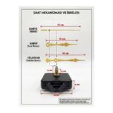 Silvanature Akar Saat Mekanizması Sessiz Duvar Saat Mekanizması 22 Mm Şaft -Damla akrep-yelkovan-saniye-askılı