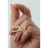 Silvano Jewelry 925 Ayar Gold Zirkon Taşlı Kartaneli Annem Gümüş Kolye