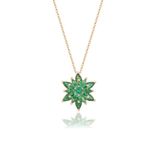 Silvano Jewelry 925 Ayar Gümüş 4 Katman Yeşil Lotus Çiçeği Kolye