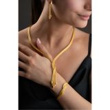 Silvano Jewelry 925 Ayar Gümüş Altın Kaplama Hasır Set