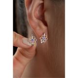 Silvano Jewelry 925 Ayar Gümüş Ametist Taşlı Çiçek Çocuk Küpe