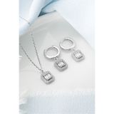 Silvano Jewelry 925 Ayar Gümüş Baget Kolye Küpe Set